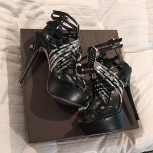 Black and Silver Bebe heels
